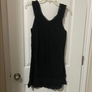 Passport Black Sleeveless Ruffle-Trim Dress